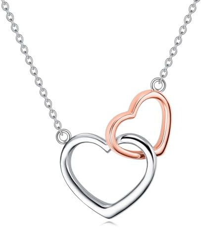 VONALA Sterling Silber Mama Tochter Freundin Schwester Anhänger Halskette für Frauen Mädchen (Doppelherz-Halskette-A)