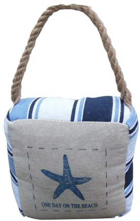 TentHome Mediterraner Stoff-Türstopper Sack schwerer Türdämpfer mit Schnur-Griff Maritim Türhalter Türpuffer Türsack Fensterstopper Sandsack für Boden Seesterne