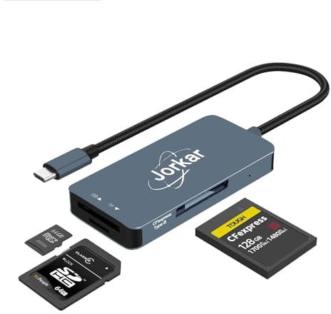 Jorkar Lettore di Schede CFexpress tipo-B, USB C Lettore di Schede di Fotocamera per Nikon Canon Panasonic, 3 in 1 CF express tipo B & SD & Micro SD TF (non per XQD)