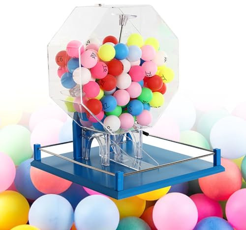 KJHYYPP Tambor de rifa, máquina de lotería Manual con 100 Bolas, Jaula de Bingo para Grupos Grandes, para Lugares de Entretenimiento, centros comerciales (A)