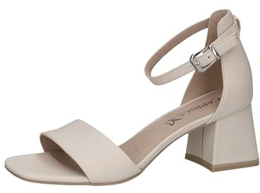 CAPRICE Damen Sandalen mit Absatz aus Leder mit Riemchen, Cremefarben (Offwhite Nappa), 38 EU