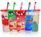 MOJMBSBY 5 Pack Christmas Color Changing Cups with Lids and Straws Include Straw Covers,Plastic Tumblers with Lids and Straws Bulk for Christmas Decorations,Reusable Cups for Christmas Party,24 oz