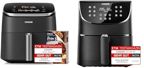 COSORI Heißluftfritteuse XXL Turbo Blaze, 6L Airfryer mit 5 Geschwindigkeitsstufen & Heißluftfritteuse 5,5L XXL Friteuse Heissluft Fritteusen Air Fryer mit Digitalem LED-Touchscreen