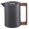Pichet Isotherme Thermos, Carafe à Café Thermique Acier Inoxydable, Avec Poignée En Bois Et Bouton-poussoir De Sécurité Simple, Pour La Maison, L'hôtel, Le Bureau (Noir,0.6L)