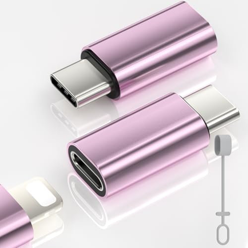 Zestiq 2 Pack Adattatore da Lightning a USB C per iPhone 16/16 Pro/16 Pro Max/16 Plus/15/15 Pro, Samsung S24/S23, iPad, supporta la ricarica e il trasferimento dati, non per Audio/OTG/cuffie, Rosa