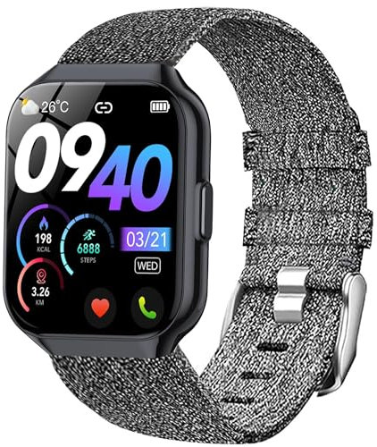 Blueshaweu Cinturino di ricambio in tessuto di nylon traspirante da 22 mm, compatibile con smartwatch QCOQ, Hendari, CASCHO P98 da 5 cm, compatibile con Motast, Togala, Jugeman P99, HKOMA L2H5B, 22mm,