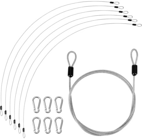 Iyowei 6 Stück Drahtseil Wire, 3mm Stahlseil mit PVC Schutzschicht Aufhängen Seil Stahlseil mit Haken Cable zum Aufhängen