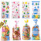 Sacchetti Pasqua 50 Pezzi Sacchetti di Caramelle Pasquali, Alimentari Confetti Conigli Uova Colorate Trasparenti Confettata Dolci Pulcini Sacchetti Biscotti per Cioccolatini, Frutta Secca, Snack (A)