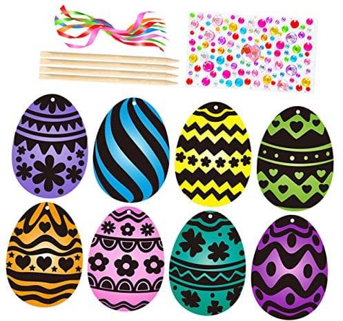 VICASKY 1 Set Osterei Kratzmalerei Set Ostern Regenbogen Rubbelkarten Ostern Kratzei Deko Osterei Kratzbastel Füllspielzeug Ostereier Osterbasteln Mini Zum Bohren