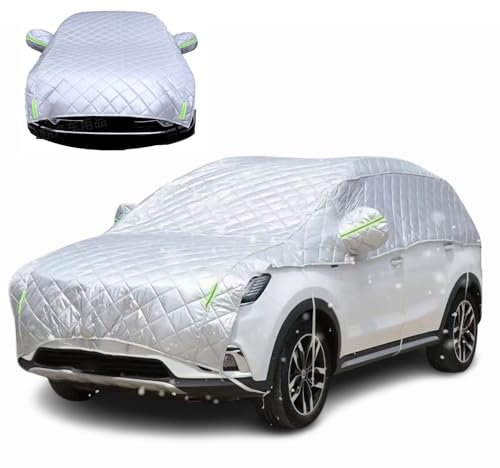 Hageldecke Auto für 𝖥iat 𝖯anda Abdeckplane Wasserdicht Atmungsaktiv,Halbgarage für Autos Staubdicht Wetterfeste Mit Nachtreflexionsstreifen,Silber-Half Car Cover