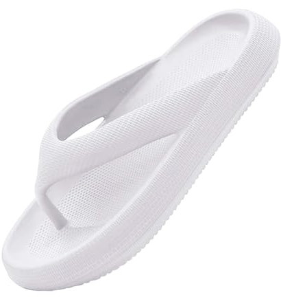 Generisch Tongs en bambou pour femme - Sandales plates confortables en raphia - Tongs fabriquées à la main - En paille naturelle - Antidérapantes - Pour l'intérieur, Blanc., 44 EU