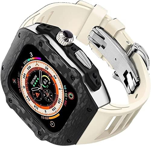 ORKDFJ Cinturino e chiusura in gomma in lega di titanio e fibra di carbonio, per Apple Watch Ultra 49 mm, 45 mm, 44 mm, kit mod per cinturino in acciaio inox, accessori di ricambio, 44mm, Agata