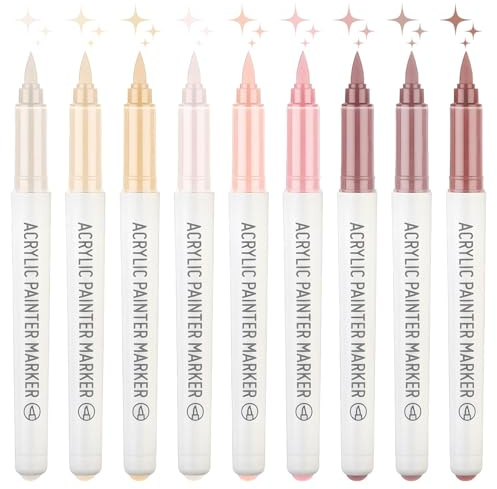 MOTIBACK 9pcs Direkte Acryl Marker Stift - Fünf Farben zur Auswahl - Wasserfeste Professionelle kreative Sets, Passend zum Ausdruck der Details für Erwachsene(Hautfarbe-Töne)