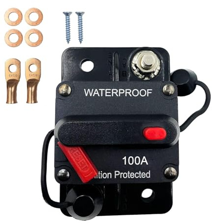 SPTSSWET Disjoncteur De Voiture 12 V-48 V DC Étanche,100A | Avec Support De Fusible à Réinitialisation Manuelle Pour Voiture, Bateau,ATV