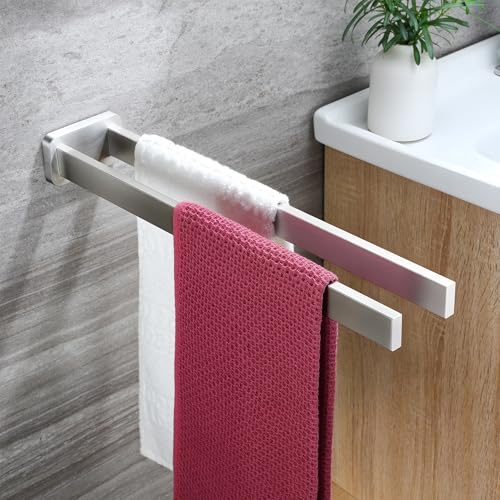 ZUNTO 41cm Porta Asciugamani da Parete, Foratura Port Salviette Bagno, Doppio Portasciugamani da Forare in Acciaio Inox 304 Spazzolato, 2 Bracci