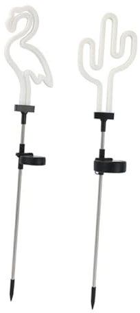 2 Stück Solar Gartendekorationen mit Kaktus Flamingo Motiv, Weiß | Garten und Outdoor, Kunststoff und Eisen, Einzigartige Optik, Langlebig, Solarbetrieben