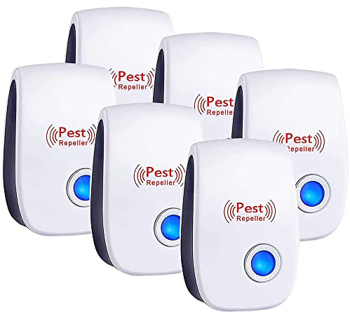 6 Pack Ultrasonic Pest Repeller, Mouse Repellent Indoor Ultrasonic Plug in, Insect Rodent Repellent for House, Pest Defense for Bugs, Mosquitoes, Roaches, Ants, Rodents, Mice, Spiders, and Cockroach