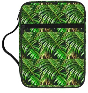 JGHHOUN Palm Tree Green Leaves Print Versatile Bible Storage Bag Scripture Organizer Christian Gift Church Accessory