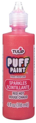 Tulip Peinture pour Tissu 3D - 118 ML - Paillettes (Rouge Chaud)