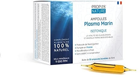 Plasma Marin Isotonique - 9000 ppm - Protocole Quinton - Pompé dans Un site Naturel Filtrée à 0,2micron à Froid - 30 Ampoules de 10 ML - PROPOS'NATURE