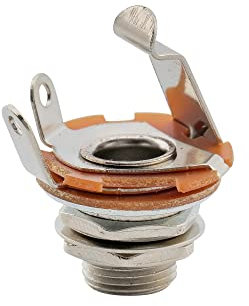 Musiclily 6,35mm Prise d'entrée Guitare Jack 1/4 Mono pour Guitare électrique Strat Tele/Basse, Chrome