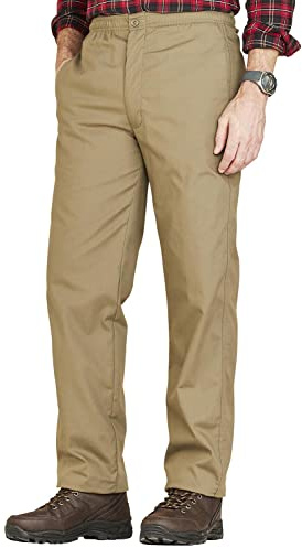 Chums Men's Fleece-Lined Elasticated Thermal Trousers Adjustable Drawcord & Comfort Waist Versatile for Work, Leisure, Indoor & Outdoor Activities Olive 50W / 33L