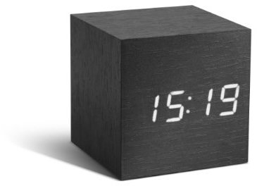 Gingko GK08W10 Würfel-Digitaluhr 'Click Clock' Schwarz mit weißer LED-Anzeige