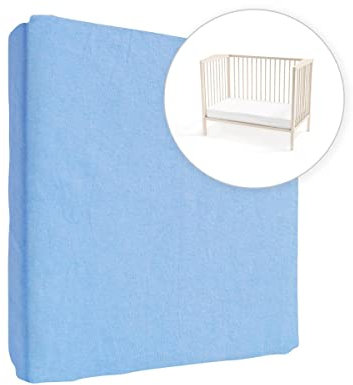 Jersey 100% Cotton Fitted Sheet for 160 x 70 cm Toddler Junior Bed Mattress (Blue)
