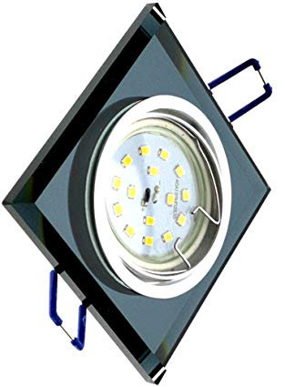 Trango 1er Set 6736S-01B Design Einbaustrahler I Einbauleuchten/Deckenstrahler aus schwarzem Glas Eckig & Alu inklusive 1x GU10 LED Leuchtmittel & Fassung direkt 230V