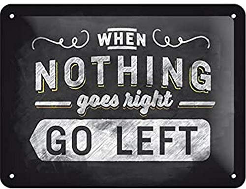 Nostalgic-Art 26193 Retro Blechschild Word Up – Go Left – Geschenk-Idee für Nostalgie-Fans, aus Metall, Vintage-Design mit Spruch, 15 x 20 cm