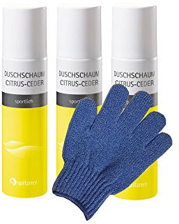 Spitzner Duschschaum Frischekick Sparpaket (3 x 150 ml) mit einem Gratis Massagehandschuh