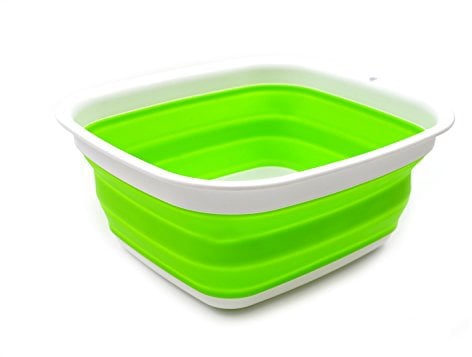 SAMMART 7,7L zusammenklappbare Wanne – Faltbare Spülwanne – tragbares Waschbecken – platzsparende Kunststoff-Waschwanne (Grün, klein)
