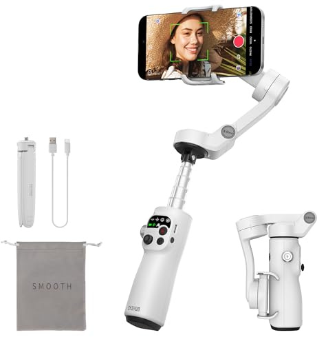 ZHIYUN Smooth Q5 Ultra [Ufficiale]Stabilizzatore Gimbal per Smartphone, Integrata Luce di Riempimento/Asta di Prolunga/Treppiede, Batteria da 13.5H, Portatile e Pieghevole, Gimbal Telefono a 3 Assi | Gimbal iPhone, asta di estensione, treppiede, portatile e pieghevole, stabilizzatore smartphone per Volgging, TikTok