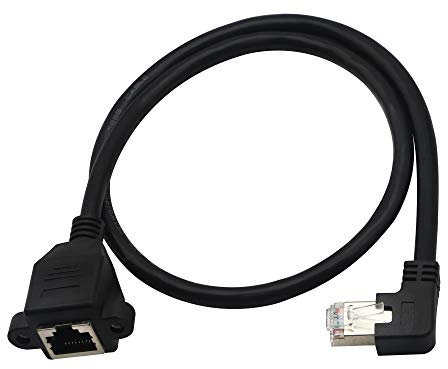 Ethernet-Verlängerungskabel, RJ45-Stecker auf Buchse, Schraubplattenmontage, CAT6/5e/5, geschirmtes Netzwerk-LAN-Verlängerungskabel (abgewinkelt)