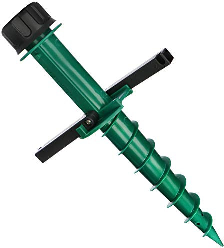 com-four® Soporte de sombrillas para atornillar - Funda de Tierra para el jardín - Espiga de Tierra (Verde)
