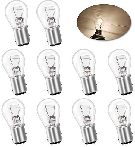 Sidaqi 10PCS 382 P21/5W BAY15D 1157 ampoule 12V 21W Original Ampoule de feu de freinage arrière - blanc chaud