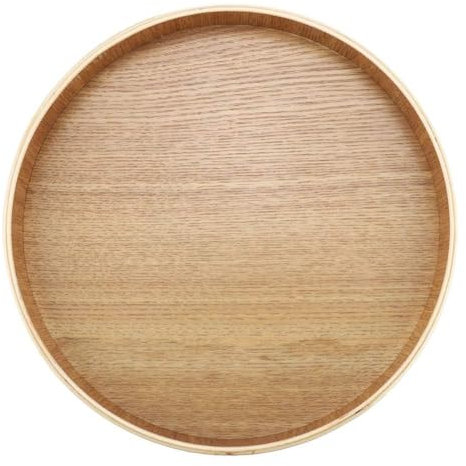 HERCHR Runde Holztablett, Holz Serviertablett, Charcuterie-Servierbrett, Table Centrepiece Decorative Tray, Home Decor Zubehör, 24cm XL Rund Couchtisch Tablett Holzteller für Küche Restaurant