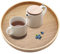 HERCHR Runde Holztablett, Holz Serviertablett, Charcuterie-Servierbrett, Table Centrepiece Decorative Tray, Home Decor Zubehör, 24cm XL Rund Couchtisch Tablett Holzteller für Küche Restaurant
