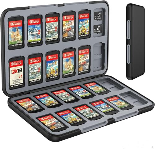 KOPBTBOY Spiele Aufbewahrung für Switch,Game Card Aufbewahrungsbox für Nintendo Switch mit 24 Game Card Slots und 24 Micro SD Karten, Weiches Silikon Futter, Magnetverschluss,Nintendo Switch Zubehör