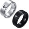 JewelryWe Schmuck 2pcs Fidget Angst Ringe Herren Edelstahl Kreuz Anti-Angst Spinner Ring Drehringe Roller Bandringe Stressabbauende Band Gravur Schwarz Silber Größe 65