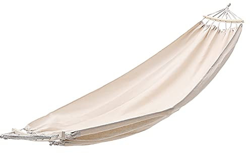 MYSUNBAR Hängematte Outdoor 190×150cm, Baumwolle Atmungsaktiv 300 kg Belastbar für Camping Garten mit Tragetasche, Beige