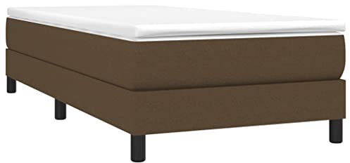 vidaXL Bettgestell, Polsterbett Bett für Schlafzimmer, Bettrahmen mit Lattenrost, Schlafzimmerbett Einzelbett, Dunkelbraun 90x190cm Stoff