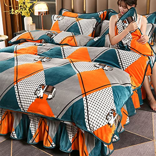 WeihnachtsbettwäSche-Mikrofaser-BettwäSche-Set-Heimtextilien, 4 StüCk, Flanell, Bettbezug, Weiche, Warme, Korallenrote Fleecedecke, Winter-Bettbezug, üBerwurf, Mechanische WäSche-Geschenke FüR MäNner