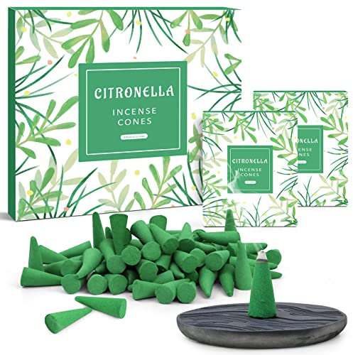 SCENTORINI Cônes d'Encens,Encens Cone à la Citronnelle Naturelle Idéals pour l'Extérieur comme Les Jardins, Les Balcons et Les Terrasses, 120pcs