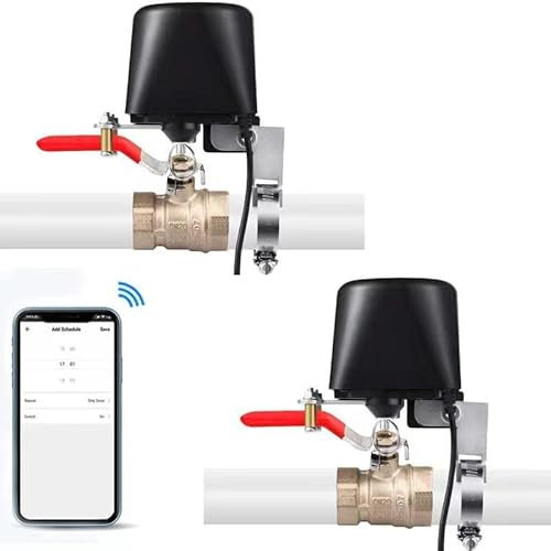 UseeLink Smart Wasserventil, WLAN Ventilsteuerung, Bewässerungssteuerung, Wasserabsperrventil, kabelloses Smart Ventil, kompatibel mit Alexa und Google, kein Hub erforderlich(2 Stück)