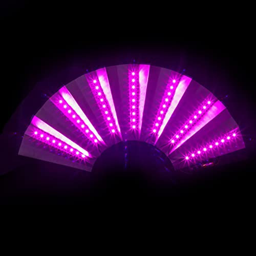 Led Glowing Fan, Party Light Up Foldable Hand Fan Large Folding Fan For Raves, Light Up Fan Chinese Hand Held Folding Fan Performance Show Party Fan Dance Fan Festival Accessories Hand Fan For Women