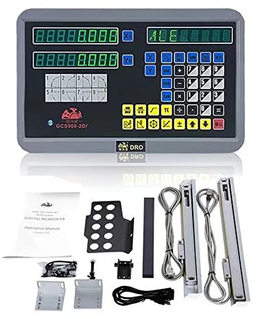 2 Axis DRO Digital Readout kit, Multi-Functional Digital Readout with Linear Glass Scale for Lathe Milling EDM Maschine (300mm+900mm)