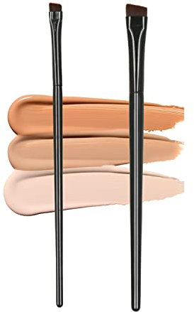 Ksvsonrvi Lot de 2 pinceaux à eyeliner et sourcils fins biseautés pour teinture, ultra fins et plats