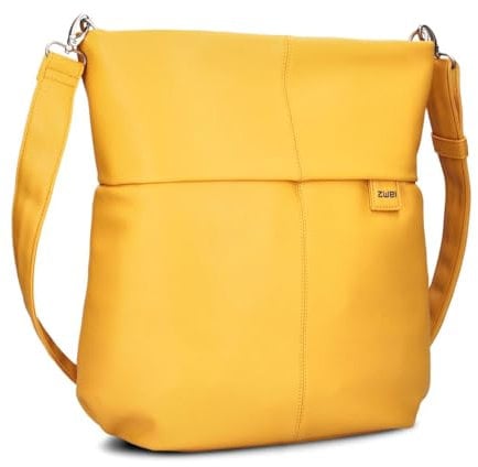 Zwei Damen Handtasche Mademoiselle M140 Umhängetasche 12 Liter klassische Crossbody Bag aus weichem Kunstleder, DIN-A4 passend, große Tasche für die Arbeit, Büro oder Uni (sunny)