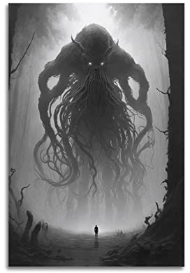 VZRSQZK Cthulhu im Dunkeln, Poster, dekoratives Gemälde, Leinwand, Wandposter und Kunstdruck, modernes Familienschlafzimmer-Dekor-Poster, 20 x 30 cm
